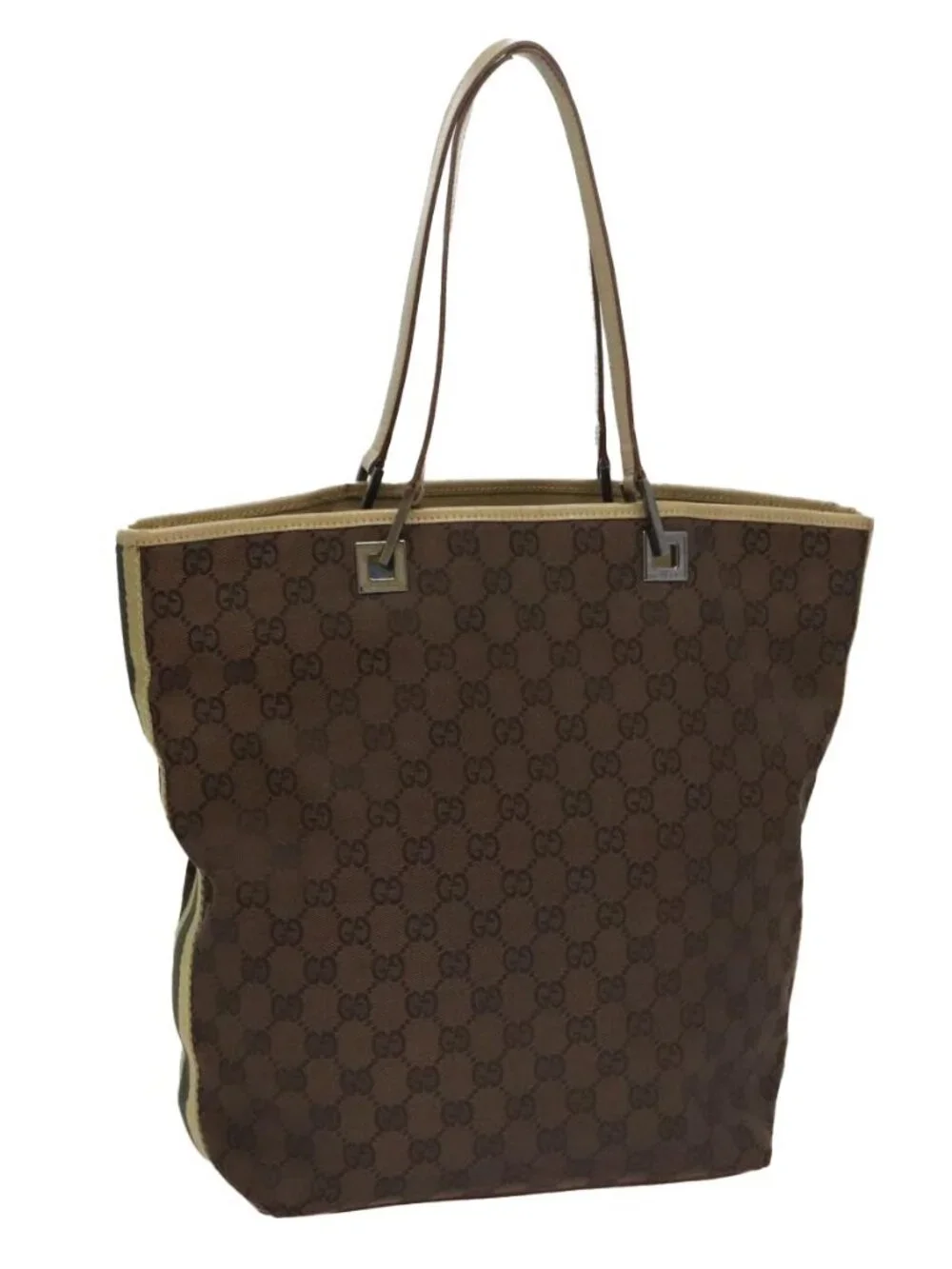 GUCCI GG Canvas Sherry Line Tote Bag Brown 31243 Auth ep7003